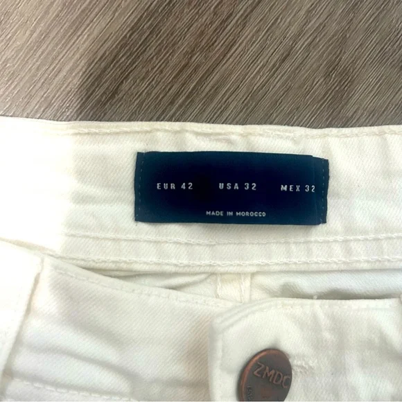 Zara Men’s Distressed White denim Jeans Size 32 Skinny - Picture 6 of 8